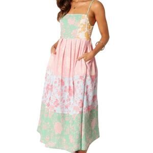 Petal & Pup SHELBY MIDI DRESS SZ L Floral Multicolor